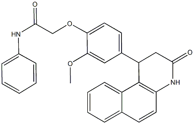2-[2-methoxy-4-(3-oxo-1,2,3,4-tetrahydrobenzo[f]quinolin-1-yl)phenoxy]-N-phenylacetamide 化学構造式
