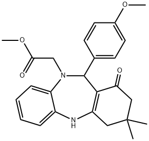 methyl [11-(4-methoxyphenyl)-3,3-dimethyl-1-oxo-1,2,3,4,5,11-hexahydro-10H-dibenzo[b,e][1,4]diazepin-10-yl]acetate Struktur