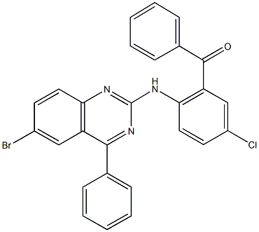 {2-[(6-bromo-4-phenylquinazolin-2-yl)amino]-5-chlorophenyl}(phenyl)methanone Structure