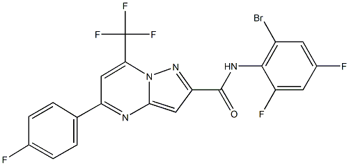 N-(2-bromo-4,6-difluorophenyl)-5-(4-fluorophenyl)-7-(trifluoromethyl)pyrazolo[1,5-a]pyrimidine-2-carboxamide Struktur