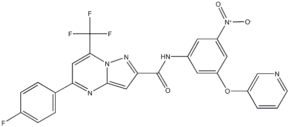 5-(4-fluorophenyl)-N-[3-nitro-5-(3-pyridinyloxy)phenyl]-7-(trifluoromethyl)pyrazolo[1,5-a]pyrimidine-2-carboxamide Struktur