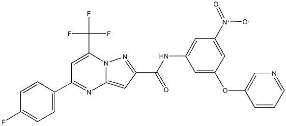 5-(4-fluorophenyl)-N-[3-nitro-5-(3-pyridinyloxy)phenyl]-7-(trifluoromethyl)pyrazolo[1,5-a]pyrimidine-2-carboxamide 结构式