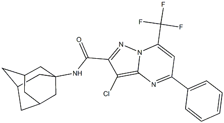 N-(1-adamantyl)-3-chloro-5-phenyl-7-(trifluoromethyl)pyrazolo[1,5-a]pyrimidine-2-carboxamide Struktur
