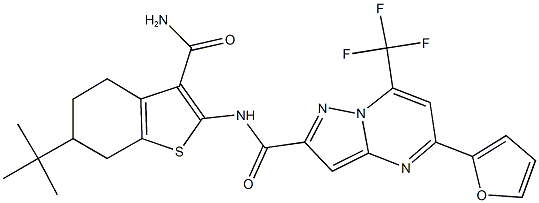 333762-79-1 N-[3-(aminocarbonyl)-6-tert-butyl-4,5,6,7-tetrahydro-1-benzothien-2-yl]-5-(2-furyl)-7-(trifluoromethyl)pyrazolo[1,5-a]pyrimidine-2-carboxamide