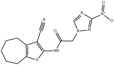 N-(3-cyano-5,6,7,8-tetrahydro-4H-cyclohepta[b]thien-2-yl)-2-{3-nitro-1H-1,2,4-triazol-1-yl}acetamide Structure