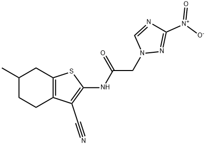 N-(3-cyano-6-methyl-4,5,6,7-tetrahydro-1-benzothien-2-yl)-2-{3-nitro-1H-1,2,4-triazol-1-yl}acetamide,333762-97-3,结构式