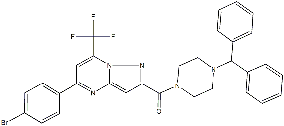 2-[(4-benzhydryl-1-piperazinyl)carbonyl]-5-(4-bromophenyl)-7-(trifluoromethyl)pyrazolo[1,5-a]pyrimidine Structure