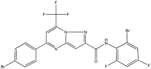 N-(2-bromo-4,6-difluorophenyl)-5-(4-bromophenyl)-7-(trifluoromethyl)pyrazolo[1,5-a]pyrimidine-2-carboxamide 化学構造式