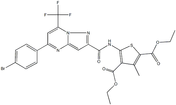 diethyl 5-({[5-(4-bromophenyl)-7-(trifluoromethyl)pyrazolo[1,5-a]pyrimidin-2-yl]carbonyl}amino)-3-methyl-2,4-thiophenedicarboxylate Structure