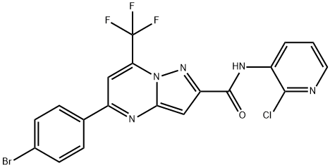 5-(4-bromophenyl)-N-(2-chloro-3-pyridinyl)-7-(trifluoromethyl)pyrazolo[1,5-a]pyrimidine-2-carboxamide 化学構造式