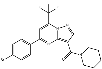 5-(4-bromophenyl)-3-(1-piperidinylcarbonyl)-7-(trifluoromethyl)pyrazolo[1,5-a]pyrimidine 结构式