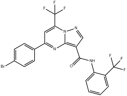 5-(4-bromophenyl)-7-(trifluoromethyl)-N-[2-(trifluoromethyl)phenyl]pyrazolo[1,5-a]pyrimidine-3-carboxamide 结构式