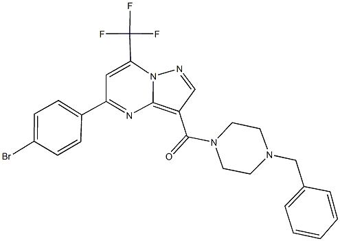 3-[(4-benzyl-1-piperazinyl)carbonyl]-5-(4-bromophenyl)-7-(trifluoromethyl)pyrazolo[1,5-a]pyrimidine Structure