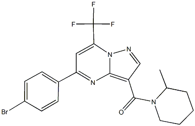 5-(4-bromophenyl)-3-[(2-methyl-1-piperidinyl)carbonyl]-7-(trifluoromethyl)pyrazolo[1,5-a]pyrimidine Structure