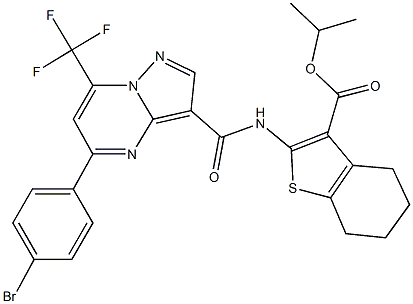 isopropyl 2-({[5-(4-bromophenyl)-7-(trifluoromethyl)pyrazolo[1,5-a]pyrimidin-3-yl]carbonyl}amino)-4,5,6,7-tetrahydro-1-benzothiophene-3-carboxylate Structure