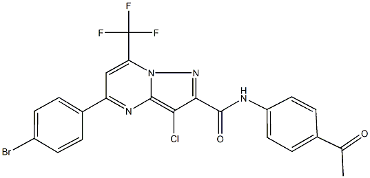 N-(4-acetylphenyl)-5-(4-bromophenyl)-3-chloro-7-(trifluoromethyl)pyrazolo[1,5-a]pyrimidine-2-carboxamide Structure