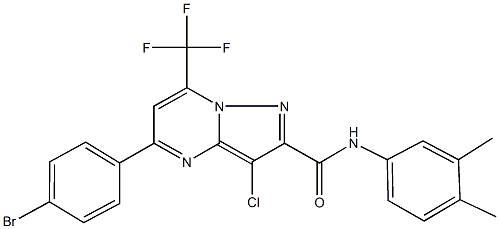 5-(4-bromophenyl)-3-chloro-N-(3,4-dimethylphenyl)-7-(trifluoromethyl)pyrazolo[1,5-a]pyrimidine-2-carboxamide Structure