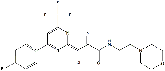 5-(4-bromophenyl)-3-chloro-N-[2-(4-morpholinyl)ethyl]-7-(trifluoromethyl)pyrazolo[1,5-a]pyrimidine-2-carboxamide 化学構造式