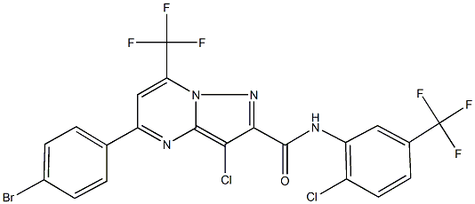 5-(4-bromophenyl)-3-chloro-N-[2-chloro-5-(trifluoromethyl)phenyl]-7-(trifluoromethyl)pyrazolo[1,5-a]pyrimidine-2-carboxamide Structure