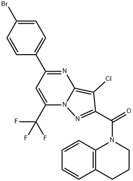 1-{[5-(4-bromophenyl)-3-chloro-7-(trifluoromethyl)pyrazolo[1,5-a]pyrimidin-2-yl]carbonyl}-1,2,3,4-tetrahydroquinoline,333764-56-0,结构式