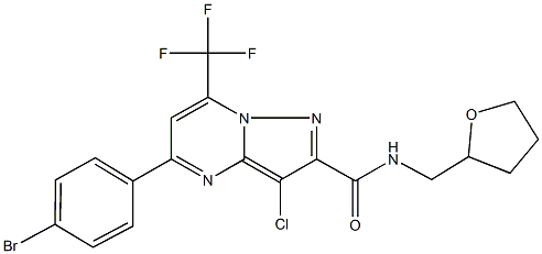 5-(4-bromophenyl)-3-chloro-N-(tetrahydro-2-furanylmethyl)-7-(trifluoromethyl)pyrazolo[1,5-a]pyrimidine-2-carboxamide,333764-59-3,结构式