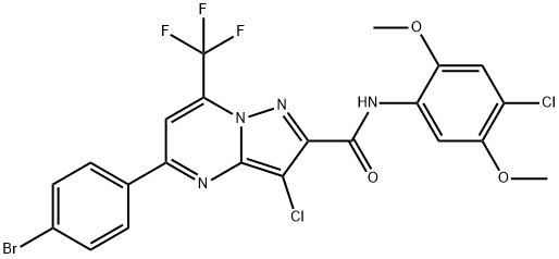 5-(4-bromophenyl)-3-chloro-N-(4-chloro-2,5-dimethoxyphenyl)-7-(trifluoromethyl)pyrazolo[1,5-a]pyrimidine-2-carboxamide|