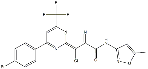 5-(4-bromophenyl)-3-chloro-N-(5-methyl-3-isoxazolyl)-7-(trifluoromethyl)pyrazolo[1,5-a]pyrimidine-2-carboxamide,333764-82-2,结构式