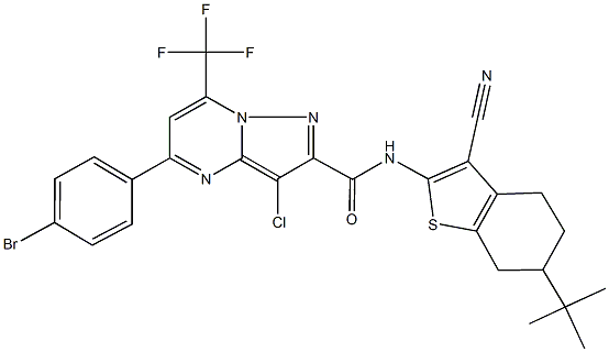 5-(4-bromophenyl)-N-(6-tert-butyl-3-cyano-4,5,6,7-tetrahydro-1-benzothien-2-yl)-3-chloro-7-(trifluoromethyl)pyrazolo[1,5-a]pyrimidine-2-carboxamide Structure