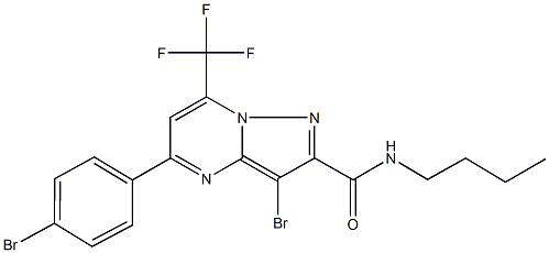 3-bromo-5-(4-bromophenyl)-N-butyl-7-(trifluoromethyl)pyrazolo[1,5-a]pyrimidine-2-carboxamide,333764-89-9,结构式