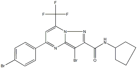 3-bromo-5-(4-bromophenyl)-N-cyclopentyl-7-(trifluoromethyl)pyrazolo[1,5-a]pyrimidine-2-carboxamide 结构式