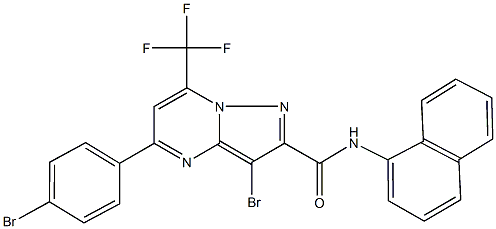 3-bromo-5-(4-bromophenyl)-N-(1-naphthyl)-7-(trifluoromethyl)pyrazolo[1,5-a]pyrimidine-2-carboxamide 化学構造式