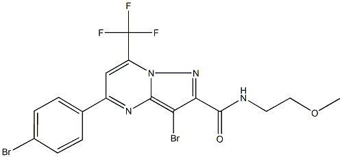 3-bromo-5-(4-bromophenyl)-N-(2-methoxyethyl)-7-(trifluoromethyl)pyrazolo[1,5-a]pyrimidine-2-carboxamide Structure