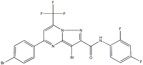 3-bromo-5-(4-bromophenyl)-N-(2,4-difluorophenyl)-7-(trifluoromethyl)pyrazolo[1,5-a]pyrimidine-2-carboxamide,333765-07-4,结构式