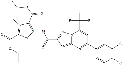 diethyl 5-({[5-(3,4-dichlorophenyl)-7-(trifluoromethyl)pyrazolo[1,5-a]pyrimidin-2-yl]carbonyl}amino)-3-methyl-2,4-thiophenedicarboxylate,333765-61-0,结构式