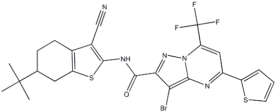 3-bromo-N-(6-tert-butyl-3-cyano-4,5,6,7-tetrahydro-1-benzothien-2-yl)-5-(2-thienyl)-7-(trifluoromethyl)pyrazolo[1,5-a]pyrimidine-2-carboxamide Structure