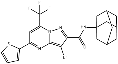 N-(1-adamantyl)-3-bromo-5-(2-thienyl)-7-(trifluoromethyl)pyrazolo[1,5-a]pyrimidine-2-carboxamide Struktur