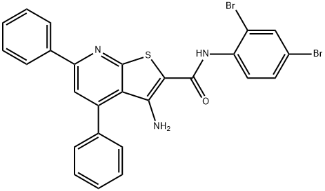 3-amino-N-(2,4-dibromophenyl)-4,6-diphenylthieno[2,3-b]pyridine-2-carboxamide Structure