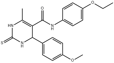 N-(4-ethoxyphenyl)-4-(4-methoxyphenyl)-6-methyl-2-thioxo-1,2,3,4-tetrahydropyrimidine-5-carboxamide 化学構造式