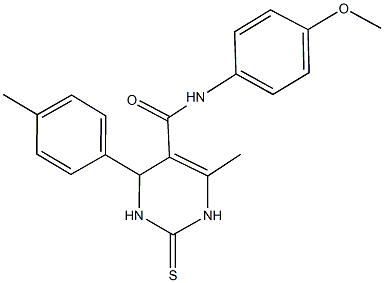 N-(4-methoxyphenyl)-6-methyl-4-(4-methylphenyl)-2-thioxo-1,2,3,4-tetrahydro-5-pyrimidinecarboxamide Structure