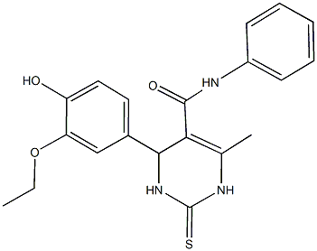 4-(3-ethoxy-4-hydroxyphenyl)-6-methyl-N-phenyl-2-thioxo-1,2,3,4-tetrahydropyrimidine-5-carboxamide Structure