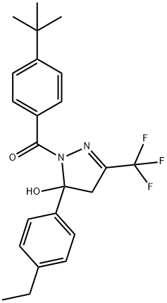 1-(4-tert-butylbenzoyl)-5-(4-ethylphenyl)-3-(trifluoromethyl)-4,5-dihydro-1H-pyrazol-5-ol 化学構造式