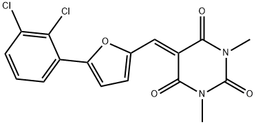 5-{[5-(2,3-dichlorophenyl)-2-furyl]methylene}-1,3-dimethyl-2,4,6(1H,3H,5H)-pyrimidinetrione 化学構造式