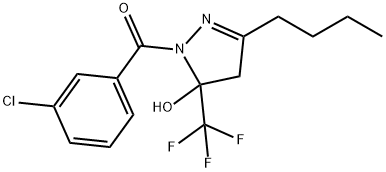 3-butyl-1-(3-chlorobenzoyl)-5-(trifluoromethyl)-4,5-dihydro-1H-pyrazol-5-ol Structure