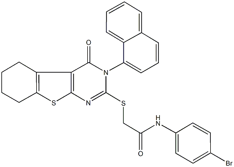 N-(4-bromophenyl)-2-{[3-(1-naphthyl)-4-oxo-3,4,5,6,7,8-hexahydro[1]benzothieno[2,3-d]pyrimidin-2-yl]sulfanyl}acetamide 结构式