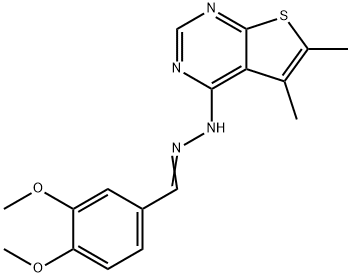 3,4-dimethoxybenzaldehyde (5,6-dimethylthieno[2,3-d]pyrimidin-4-yl)hydrazone 化学構造式