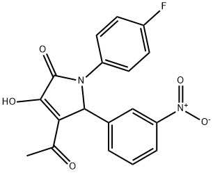 4-acetyl-1-(4-fluorophenyl)-3-hydroxy-5-{3-nitrophenyl}-1,5-dihydro-2H-pyrrol-2-one 结构式