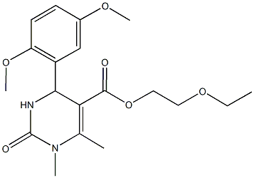 2-ethoxyethyl 4-(2,5-dimethoxyphenyl)-1,6-dimethyl-2-oxo-1,2,3,4-tetrahydro-5-pyrimidinecarboxylate 化学構造式