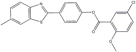 4-(6-methyl-1,3-benzothiazol-2-yl)phenyl 5-chloro-2-methoxybenzoate 化学構造式