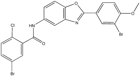 5-bromo-N-[2-(3-bromo-4-methoxyphenyl)-1,3-benzoxazol-5-yl]-2-chlorobenzamide,333779-89-8,结构式