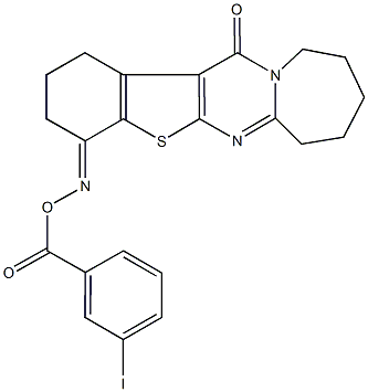 2,3,8,9,10,11-hexahydro[1]benzothieno[2',3':4,5]pyrimido[1,2-a]azepine-4,13(1H,7H)-dione 4-[O-(3-iodobenzoyl)oxime] Struktur